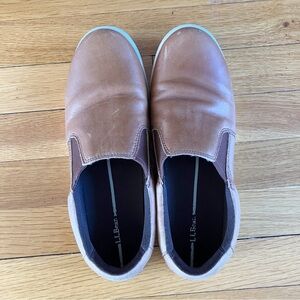 L.L. Bean Brown Leather Eco Bay Nautical Preppy Outdoors Slip On Boat Shoes 9